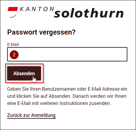 Passwort vergessen – Kanton Solothurn