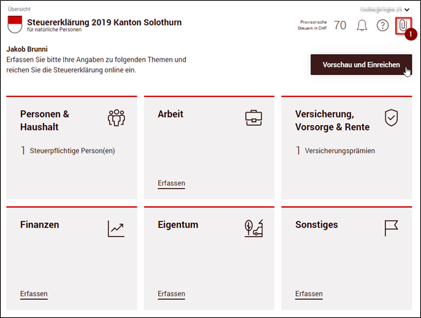 Übersicht Steuererklärung Kanton Solothurn